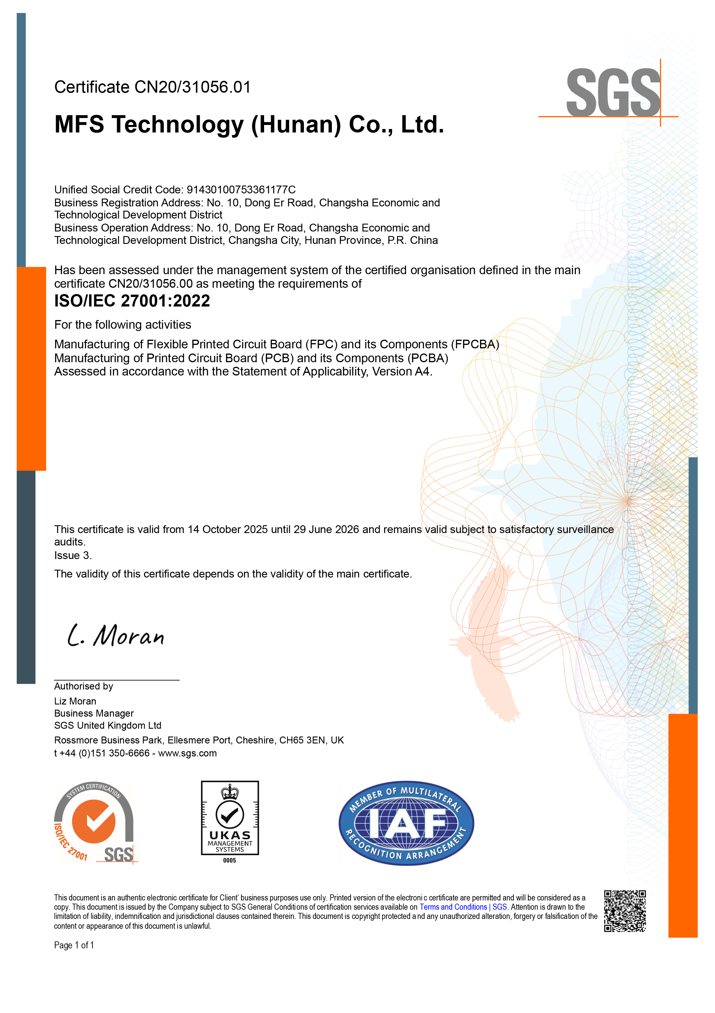 ISO/IEC 27001 Certificate